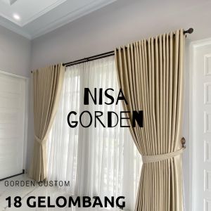 Gorden Custom 18 Gelombang Blackout Polos Premium Import Model Smokring FREE TALI DAN HOOK Tirai Jendela Pintu Kamar Minimalis Panjang dan Pendek Korden Hordeng Horden Gordyn Curtain Terlaris Tirai Gulung Dekorasi Rumah Mewah Abu Tua Krem Coklat Grey Muda