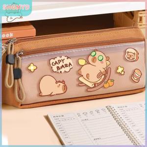 【SHGMYD】 กล่องดินสอหลายชั้นลายการ์ตูนน่ารัก capybara กระเป๋าใส่ดินสอความจุขนาดใหญ่อุปกรณ์เครื่องเขียนสำหรับนักเรียนกระเป๋าอุปกรณ์การเรียน