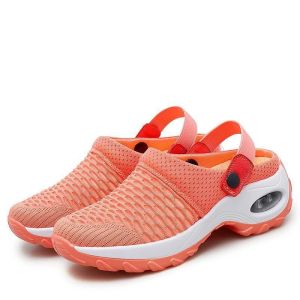 Summer Korean-Style Mesh Slip-On Large-Size Slippers Rocking MomS Half-Strap Sandals Clogs
