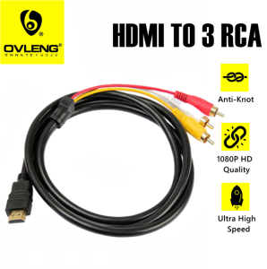 HDMI Male to 3 RCA Cable Video Adapter 1.5M AC Electronic AV Component HDTV Audio Converter