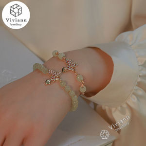 Viviann Original Hetian Jade Bracelet Delicate 18k Gold Butterfly Jade Emerald Agate Beads Bracelet Adjustable Bangle Charm Jewelry Yoga Water Drop Pendant Bracelet For Woman