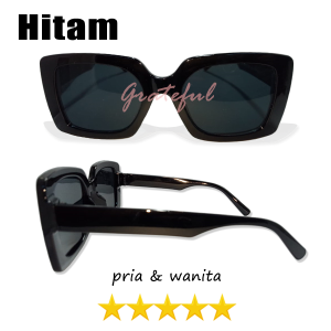 Square Sunglasses In Black - Kacamata Wanita Gaya Wanita Dewasa Pria Fashion Trend Korea Style Retro Model Terbaru Kekinian Viral - BISA COD