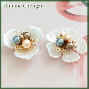Hmeme 2PCS Flower Rhinestone Buttons Crafts Clothes Alloy Metal Sewing Button For Hair Accessories Brooch DIY Decoration