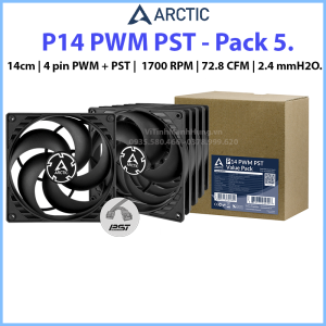 Quạt Arctic P14 PWM PST 14cm 4 pin PWM + PST  1700 RPM 72.8 CFM 2.4mmH2O.