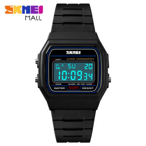 SKMEI 1412 Sinh Viên Thời Trang Ngày Tuần Đồng Hồ Nam Nữ Báo Thức EL Đèn Nền kỹ thuật số đơn giản Đồng Hồ Đeo Tay Hàng Giờ Chime Chia Thời Gian Chronograph 50M Không Thấm Nước