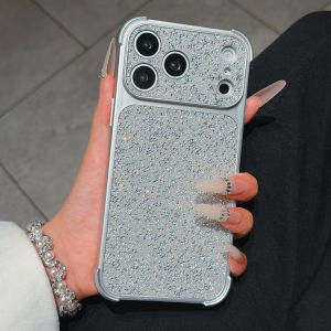 Bling Diamond Large Window Phone Case For iPhone 17 16 15 14 Pro Max Camera Protection Four-Corner Anti-fall Shockproof Cover