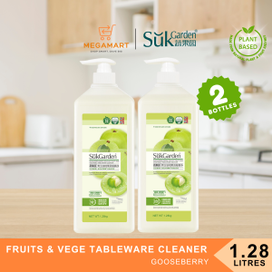 [MegaMart.sg] SukGarden Plant Based Fruit and Vegetable Tableware Food Grade Detergent Dishwashing Liquid - 2X1280ML