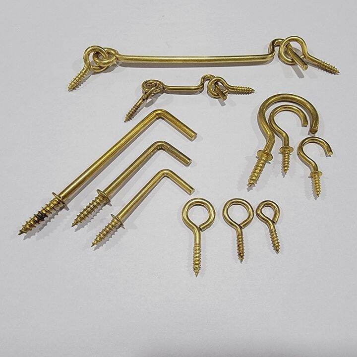 12pcs Brass Square Hook|Cup Hook|Screw Eye|Hook And Eyes Gold High ...