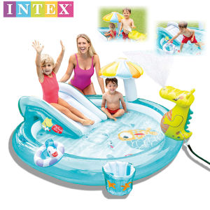 INTEX 57165 Inflatable Crocodile Gator Play Centre Pool Kids Children Outdoor Swimming Water Pool Kolam Air