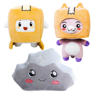 3 Style Lankybox World Foxy & Boxy & Rocky Plush Doll Removable Cartoon Robot Soft Toy Plush Turned Into A Doll Girl Bed Kawaii Pillow for children