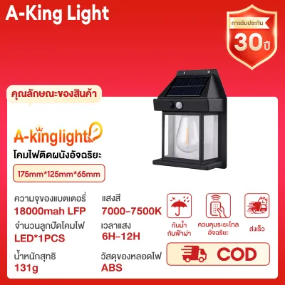 ซื้อ 1 แถม 1(รูปแบบใหม่)โคมไฟติดผนัง ไฟโซล่าเซลล์ LED ไฟภายนอกอาคาร โซล่าเซลล์ ไฟแสงอาทิตย์เซ็นเซอร์จับการเคลื่อนไหว ปรับได้ 3 โหมด ไม่ต้องเดินสายไฟ