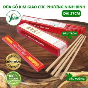 [Vuông 27cm Hộp 10 12 20 đôi] Đũa Gỗ Kim Giao Cúc Phương Ninh Bình Đũa 1 đầu vuông 1 đầu tròn dài 27cm đũa ăn cơm cao cấp