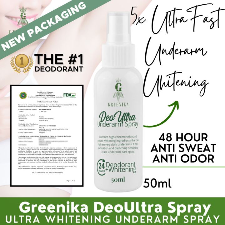 BEST 【 DEODORANT + WHITENING 】 Greenika Deo Ultra Underarm Spray