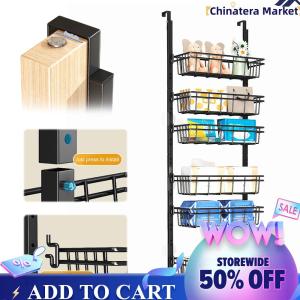 【Chinatera】6-Tier Over The Door Pantry Organizer No Drill Hanging Spice Rack Easy Install Metal Hanging Door Organizer for Home Use