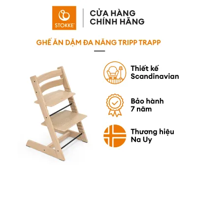 Ghế Ăn Dặm Tripp Trapp Sồi Cao Cấp - Thiết Kế Scandinavian Đa Năng Điều Chỉnh Độ Cao Phù Hợp Từ 6-36 Tháng - Bảo Hành 7 Năm