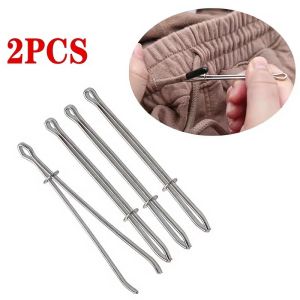 2Pcs Stainless Steel Garment Clips Elastic Band Tape Punch Cross Stitch Threader Wear Elastic Clamp Sewing DIY Tools