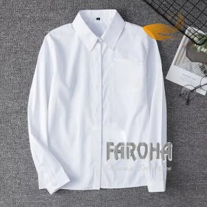 Baju Kemeja Putih Polos Lengan Panjang Kemeja Putih SEKOLAH/KERJA Kain Katun Oxford