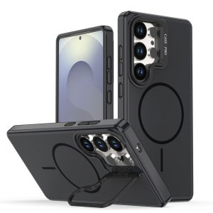 Silicone For Magsafe Metal Lens Stand Case For Samsung Galaxy S25 Ultra S24 S23 Plus FE A06 A07 A16 A17 A26 5G Cover