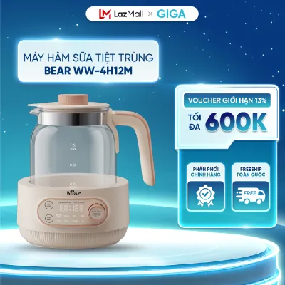 Máy hâm sữa tiệt trùng 1.2L Bear WW-4H12M - Công suất 800W - Đun sôi – Khử Clo – Giữ ấm liên tục đến 72 giờ