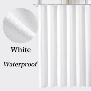 Green Shower Curtain Waffle Textured Heavy Duty Thick Fabric Shower Curtains for Bathroom 120GSM Luxury Weighted Polyester Cloth Bath Curtain Set with 12 Plastic Hooks