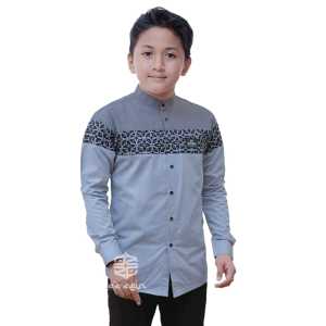 Mecca nCo Baju Koko Anak Laki-Laki Lengan Panjang Baju Koko Kombinasi Batik Baju Putih Bisa COD