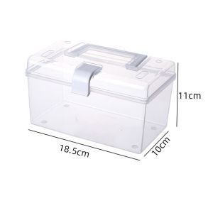 Transparent Plastic Medicine Storage Box with Handle First Aid Carrying Case Household Large Capacity Storage Box