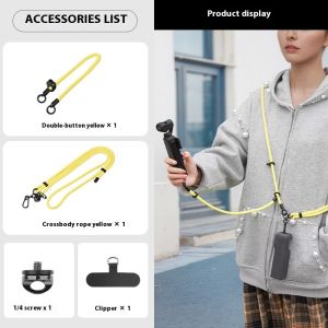 สายคล้องกล้อง20250425 BRDRC สายคล้องปรับได้85ซม. สำหรับ DJI Pocket 3/Insta360 X5 X4/Nikon/Sony DSLR พร้อม Tali Bahu 1/4คอแบบเกลียว