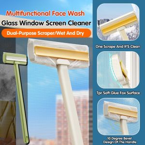 Multifunctional Glass Cleaning Tools Face Towel Clamping Hands Free Dual Sided Design Long Handle Window Washer