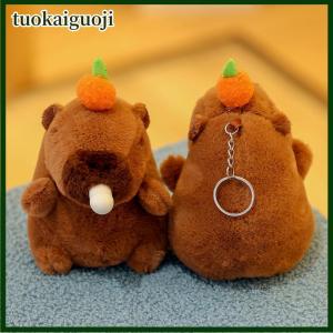 tuokaiguoji Phim hoạt hình capybara sang trọng Keychain Mặt dây chuyền Thú nhồi bông Búp bê đồ chơi ba lô treo trang trí