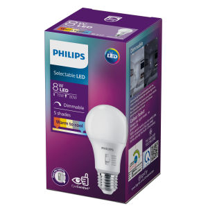 Philips Lighting หลอดไฟLED เลือกได้ 5แสง 2700/3000/4000/5000/6500K และหรี่ได้ ใช้กับสวิตช์แบบหรี่/ปกติ