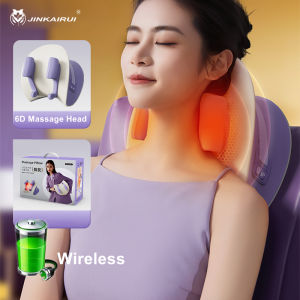 Jinkairui Wireless Neck Shoulder Massager bantal 6D Kneading Massage dengan haba untuk Relief sakit pinggang belakang