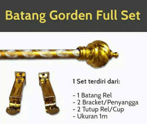 ( Free Sekrup ) Fullset bisa request ukuran 30-250 cm batang gorden tinggal pasang warna gold dan batang gorden fullset warna silver