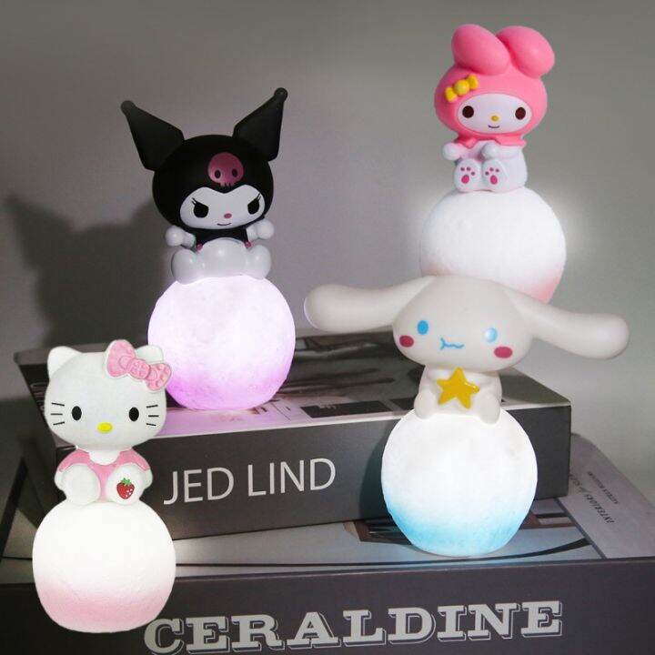 Sanrio โคมไฟกลางคืน Led รูปการ์ตูนอนิเมะ Hello Kitty Melody Kuromi Cinnamoroll สําหรับตกแต่งห้อง 