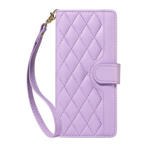 Case for iPhone 17 16 16e 15 14 Pro Max Plus iPhone Air Diamond Embossed Luxury Leather Wallet Flip Folio Shatterproof Wrist Strap Phone Case