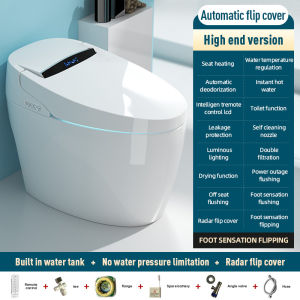 Smart Toilet Bowl Built-in Water Tank Body Sensor Remote Control Automatic Flush Lid Disinfection Washing Dry