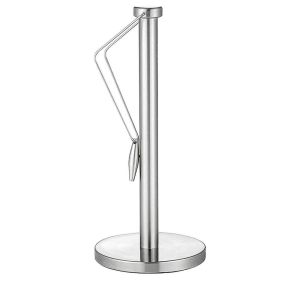 GIGBM Multifunction Stainless Steel Silver Kitchen Gadget Preservative Film Stand with Clip Vertical Non-Slip Tissue Holder Tissue Storage Rack Napkins Rack Roll Paper Rack