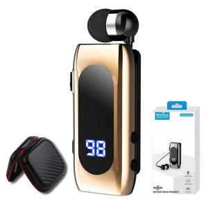 VAORLO K55 Telescopic Lavalier Business Bluetooth 5.2 Headphone Talk/Music Time 20 Hours LED Digital Display Support One-click Photo Noice Cancelling Wireless Earphones