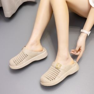 [Free Shipping] 2026 New WomenS Half-Slipper Sandals For Outdoor Wear Summer Hollow Breathable Closed-Toe Slip-On Mules Thick-Soled Mom Sandals