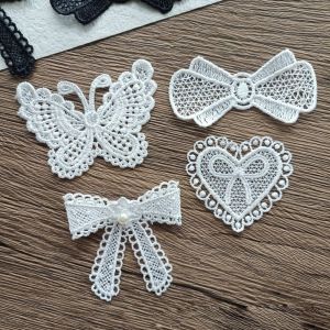 FLYING Handmade DIY Lace Cloth Patch Bowknot Heart Lace Fabric For Sew on Guipure Fabric Black Sewing Accessories DIY Craft Accessories