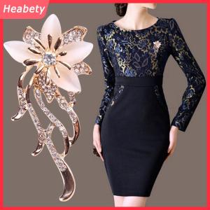 Heabety  Opal Hoa Trâm Rhinestone Pha Lê Trâm Pin Wedding party phụ nữ trang sức