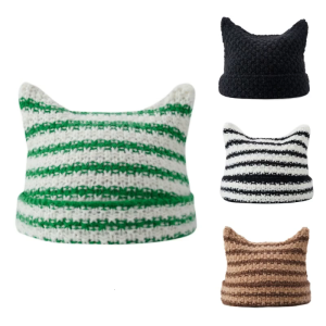 หมวกเขาปีศาจหมวกปีศาจน้อยหมวกหมวกถักลายหูแมวหมวกบีนนี่โครเชต์หมวกสกัลลี่หมวกถักโครเชต์