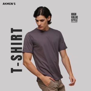 AKMENS T-Shirt Basic Pria 1.0 Dark Grey