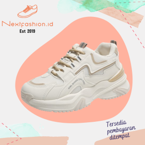Nextfashion Sepatu sneakers wanita sport shoes bahan kulit PU Premium kekinian 329