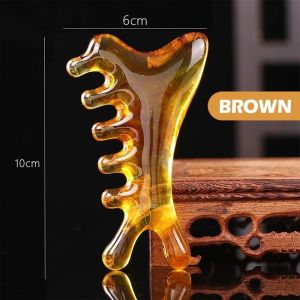 4-in-1 Resin Gua Sha Massage Comb for Facial Lifting Eye Relief Scalp Scraping and Full-body Meridian Brushing