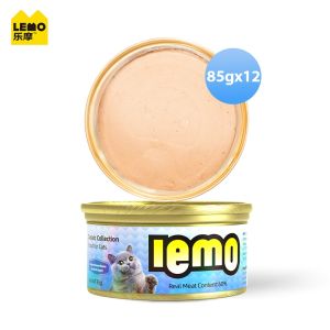 LEMO 12 กระป๋อง ขนมขบเคี้ยวแมวกระป๋องเนื้อโคลนกระป๋องอาหารเปียกซุปกระป๋อง ผู้ใหญ่แมวและลูกแมวกินได้