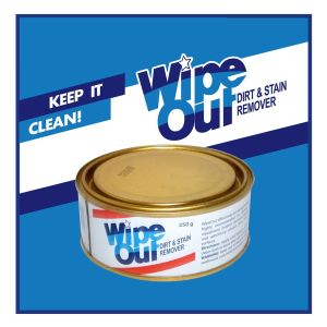 Wipe Out Dirt & Stain Remover 145g in plastic container 250g in metal can