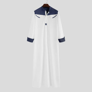 Men Muslim Saudi Long Sleeve Robe Middle East Loose Thobe Abaya Islamic Kaftan Shirt Ramadan Jubahs Robe