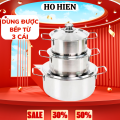[DÙNG CHO BẾP TỪ] Bộ nồi inox cao cấp sáng bóng dùng được bếp từ và mọi loại bếp bộ nồi inox chắc chắn cao cấp. 