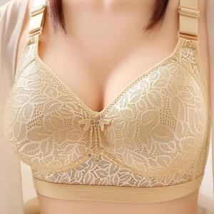 Breathable Thin Bra Without Steel Ring Comfortable Adjustable Large Breasts Appear Small Side Gathering Brassiere