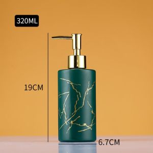 MARINI Marbling Glass Emulsion Bottle 350ML Ceramics Bath Lotion Bottles Shampoo Bottle Hand Sanitizer Bottle